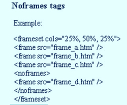 Noframes tag code